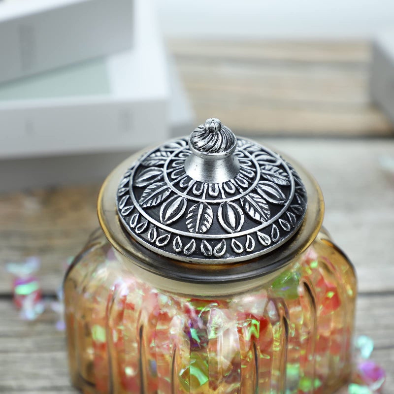 SOCOSY Vintage Crystal Glass Candy Jar with Lid Food Jar Nut Jar Jewelry Box Wedding Candy Buffet Jars Kitchen Storage Assorted Color 24 oz - Image 5